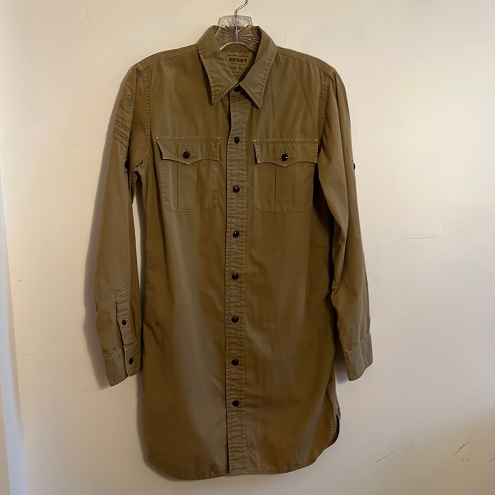 Vintage Rugby Ralph Lauren Khaki Safari Shirt Dress SZ: 4
